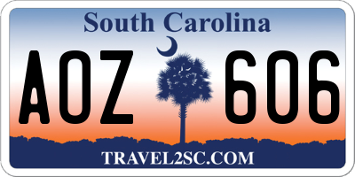 SC license plate AOZ606