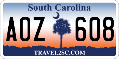 SC license plate AOZ608