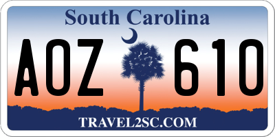 SC license plate AOZ610