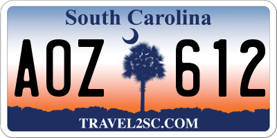 SC license plate AOZ612