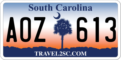 SC license plate AOZ613