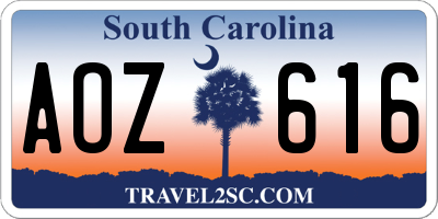 SC license plate AOZ616