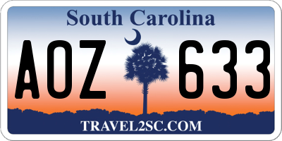 SC license plate AOZ633