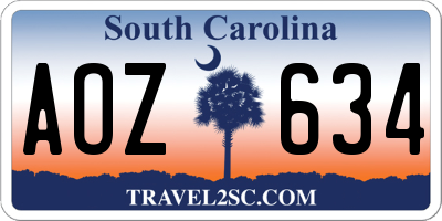 SC license plate AOZ634