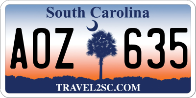 SC license plate AOZ635