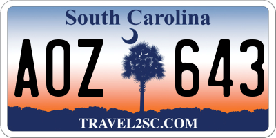 SC license plate AOZ643