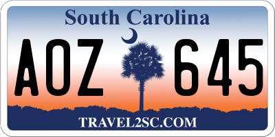 SC license plate AOZ645