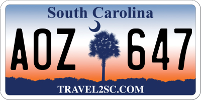 SC license plate AOZ647