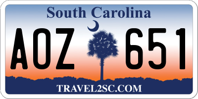 SC license plate AOZ651