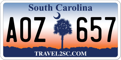 SC license plate AOZ657