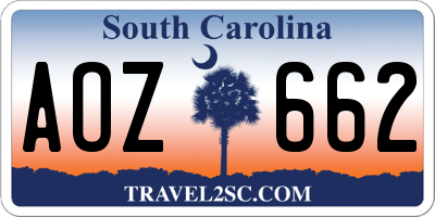 SC license plate AOZ662