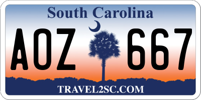 SC license plate AOZ667