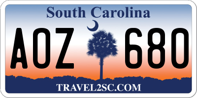 SC license plate AOZ680