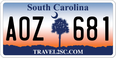 SC license plate AOZ681