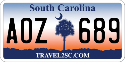 SC license plate AOZ689