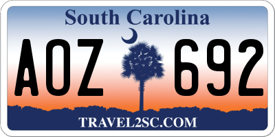 SC license plate AOZ692