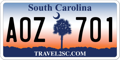SC license plate AOZ701