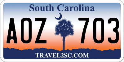 SC license plate AOZ703