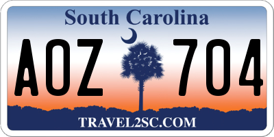 SC license plate AOZ704