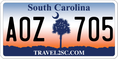 SC license plate AOZ705