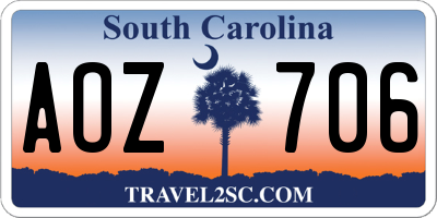 SC license plate AOZ706