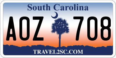 SC license plate AOZ708