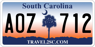 SC license plate AOZ712