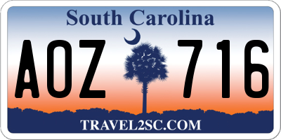 SC license plate AOZ716