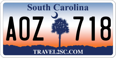 SC license plate AOZ718