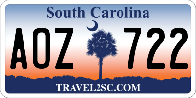 SC license plate AOZ722