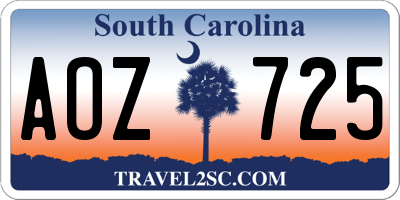 SC license plate AOZ725