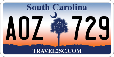 SC license plate AOZ729