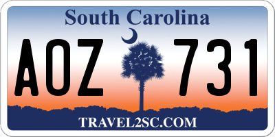 SC license plate AOZ731