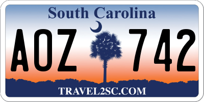 SC license plate AOZ742