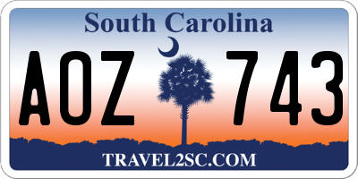 SC license plate AOZ743