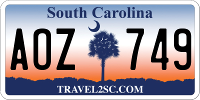 SC license plate AOZ749