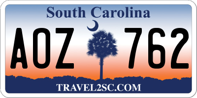 SC license plate AOZ762