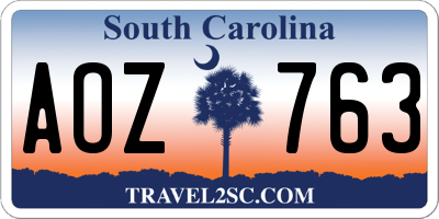SC license plate AOZ763