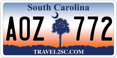 SC license plate AOZ772