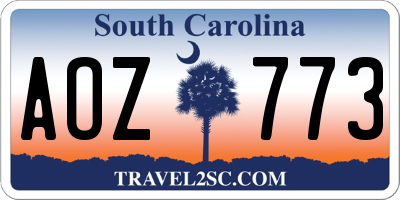 SC license plate AOZ773