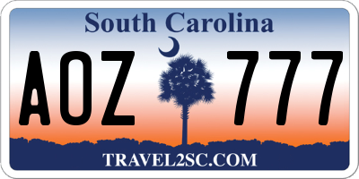 SC license plate AOZ777