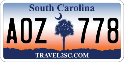 SC license plate AOZ778