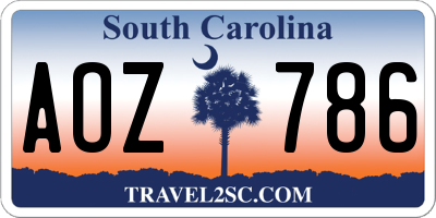 SC license plate AOZ786