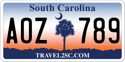 SC license plate AOZ789
