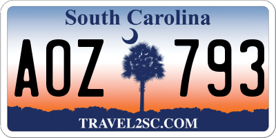SC license plate AOZ793