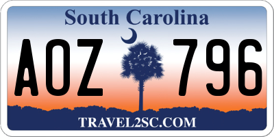 SC license plate AOZ796