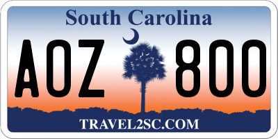 SC license plate AOZ800