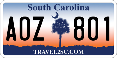 SC license plate AOZ801