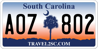 SC license plate AOZ802