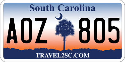 SC license plate AOZ805